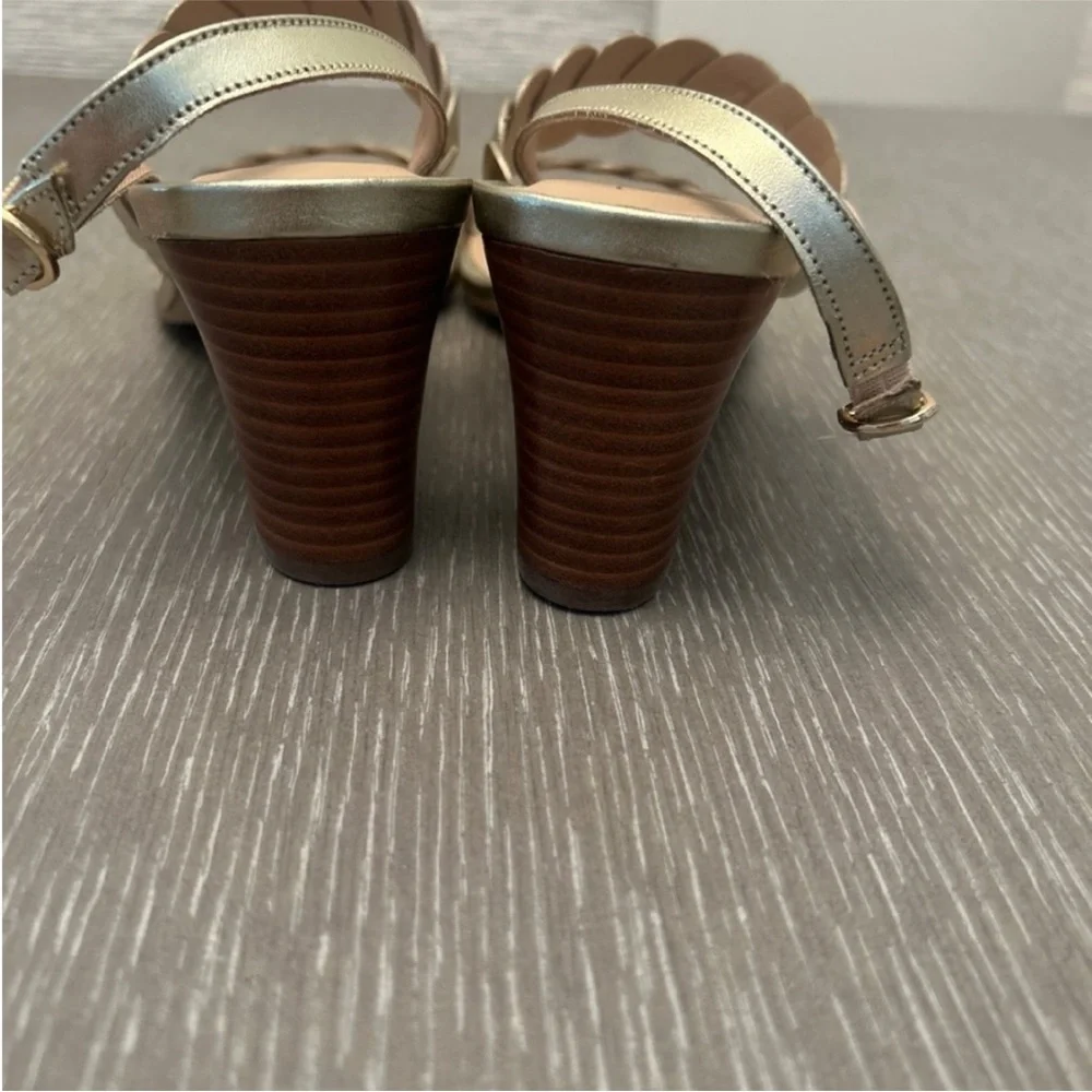 TALBOTS Metallic Gold Braided Strap Sandals Sz 10